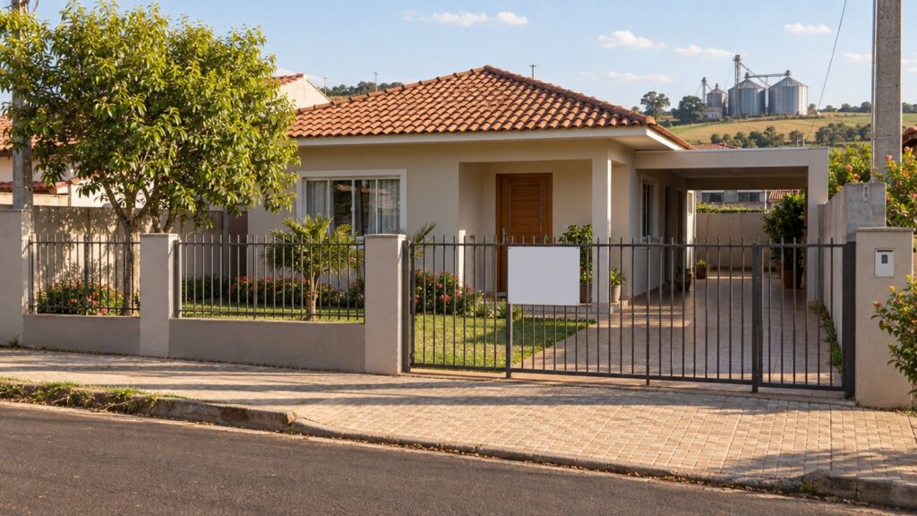 Casa térrea em rua residencial de cidade do interior disponível para alugar