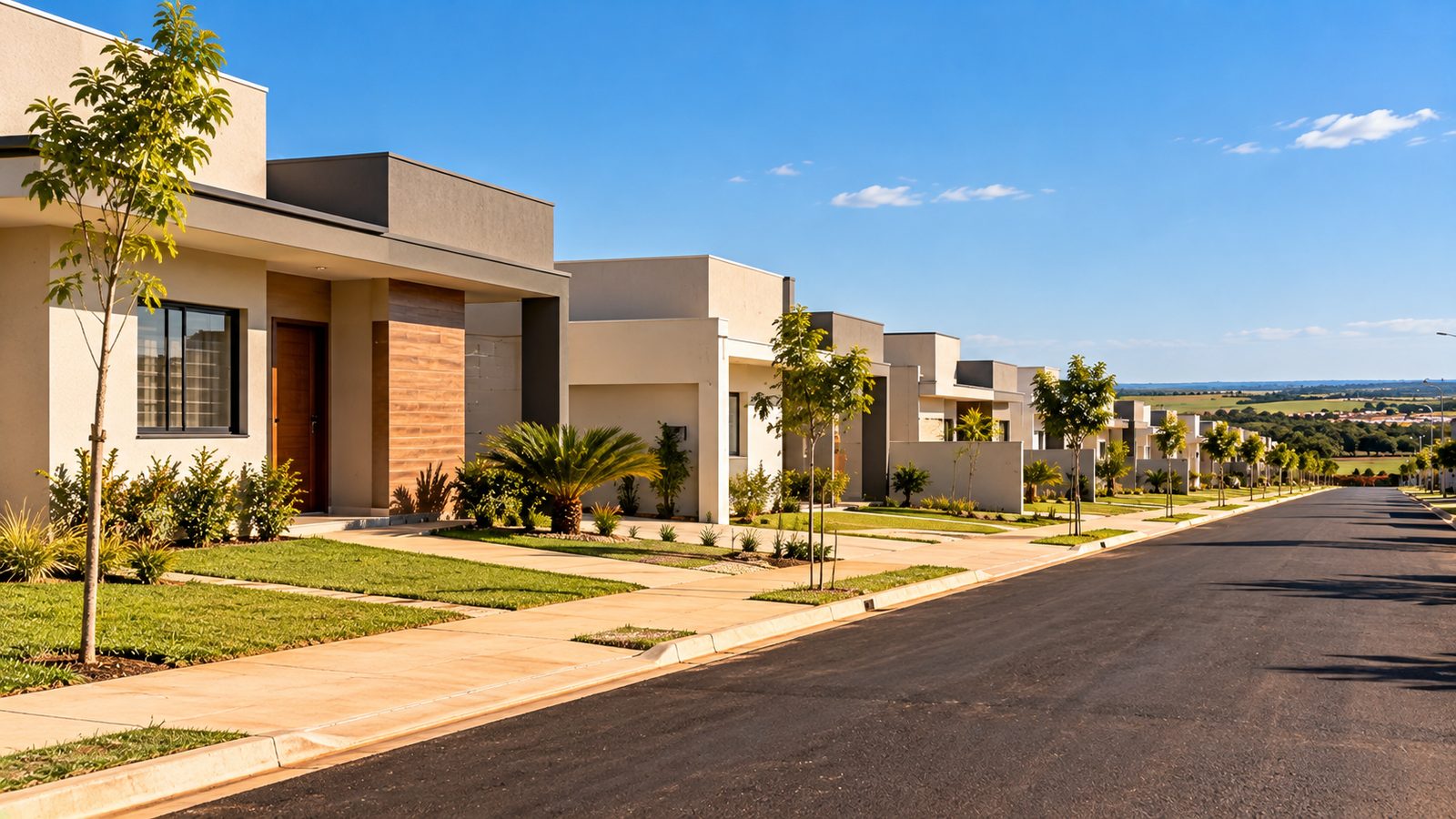 Casas recém-construídas em novo loteamento residencial