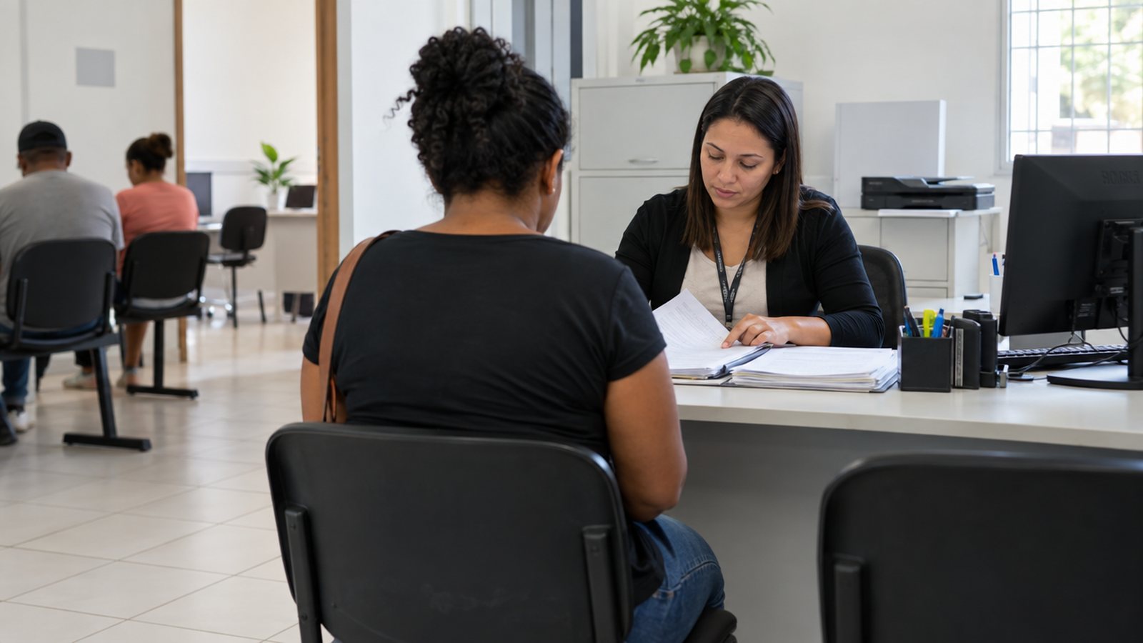 Atendimento em mesa de serviço de assistência social